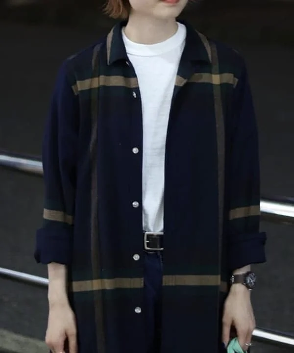 Herbst 2025, lässig, kariert, Baumwolle, irt Dr, lockere Passform, mittellang, faion, vielseitig, neue Ankunft, JUNGE-SLE-Kleidung