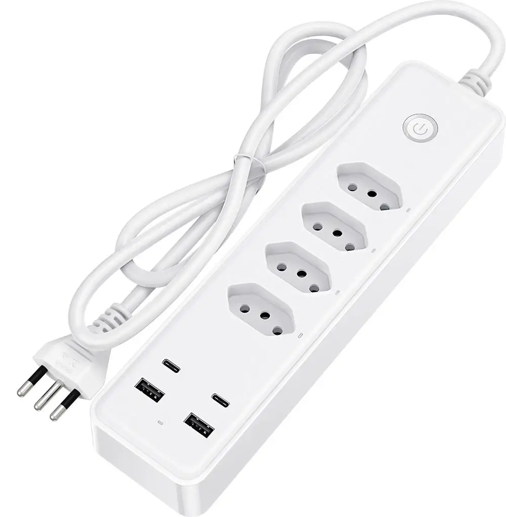 

Tuya Brazil Standard Smart Plug Power Strip With 4 Sockets, USB and Type-C Ports Work With Alexa Google Home