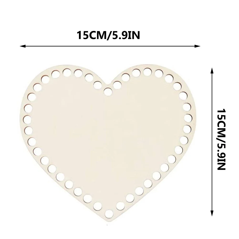 

2pcs Heart Shape Wooden Bag Bottom Diy Crochet Basket Base Natural Weaving Shaping Pad For Knitting Handbag Basket Crafting
