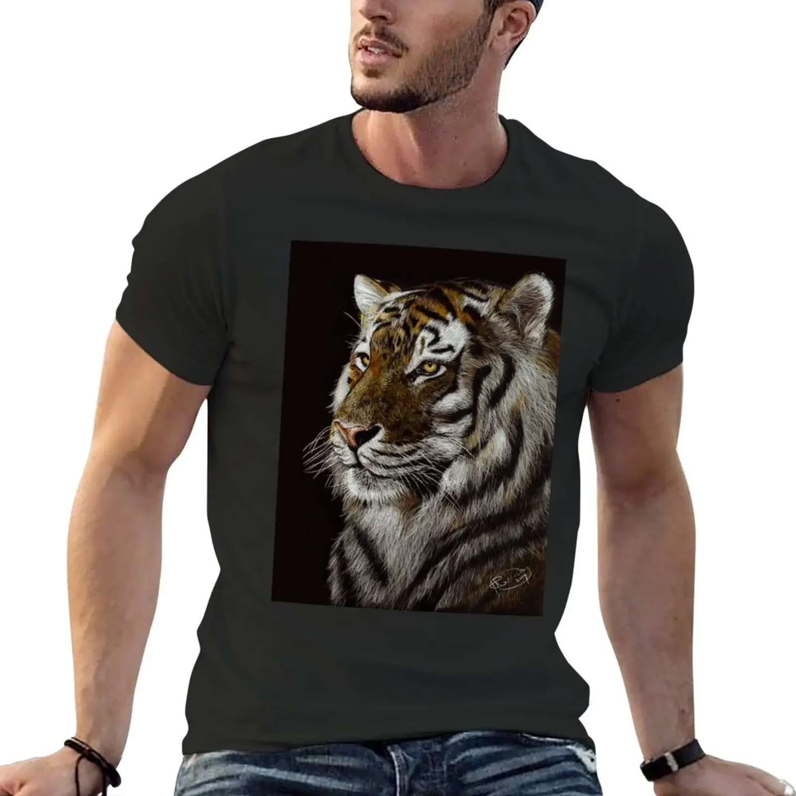 Siberian Tiger Portrait T-Shirt animal prinfor boys plus size tops boys whites mens cotton t shirts