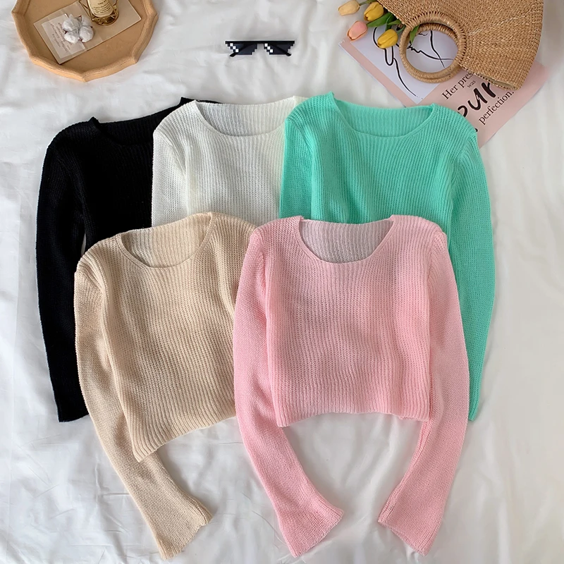 ITOOLIN Autumn Knit Sweater Women Knitwear Jumper Mulheres Pullover Female Pink Sweater Tops Sweater Women Clothes 2021