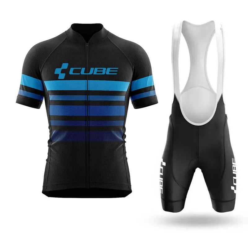 Image of Cube Radsport-Trikot MTB Mountain Race Kit mit Gel-gepolsterten Trägerhosen, atmungsaktives, schnelltrocknendes Herren-Radsport-Trikot-Set