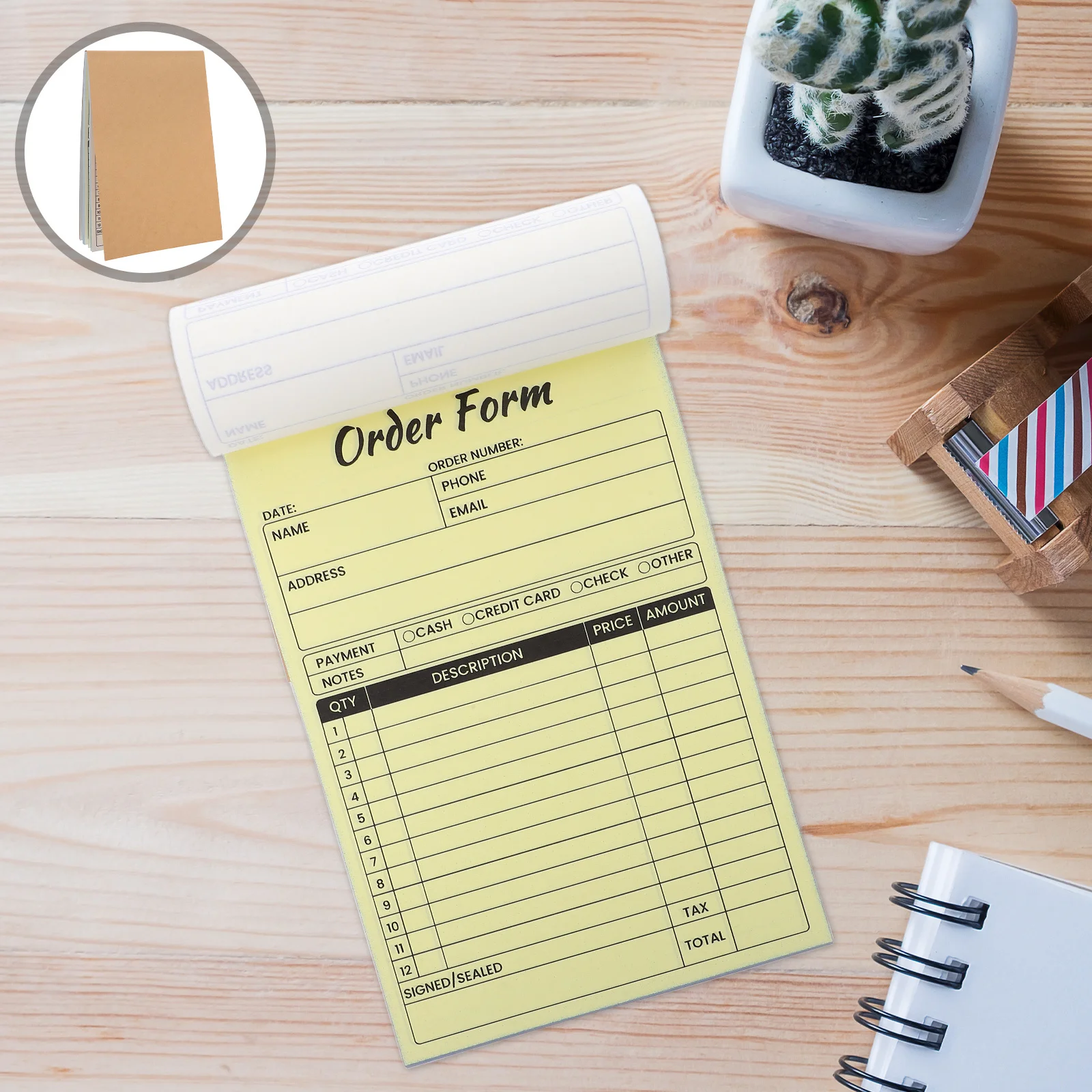 كتاب الإيصالات دفتر الفاتورة المكررة 100 صفحة محمول مقاس A7 بدون تحبير فوضوي مثالي للشركات الصغيرة #1