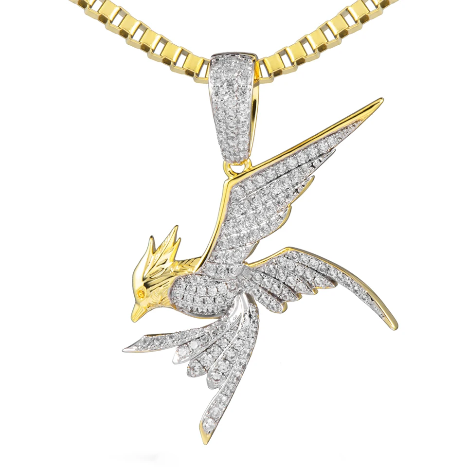 

VANAXIN Eagle Necklace Men’s Hip Hop Jewelry Pendant 14K Gold Plated Full Pave Cubic Zirconia Rapper Style Gift