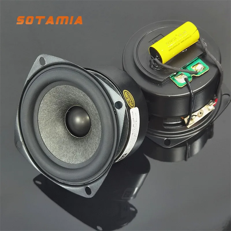 SOTAMIA 1Pcs 3 Inch Coaxial Wool Basin Full Range Speaker Hifi Music 8 Ohm 10W Bass 4W Tweeter Audio with Capacitor 2 Divider