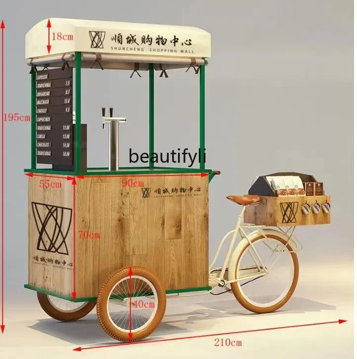 

YA38 Outdoor promotion Cycling mobile coffee dining car stall shopping mall display, food street tricycle