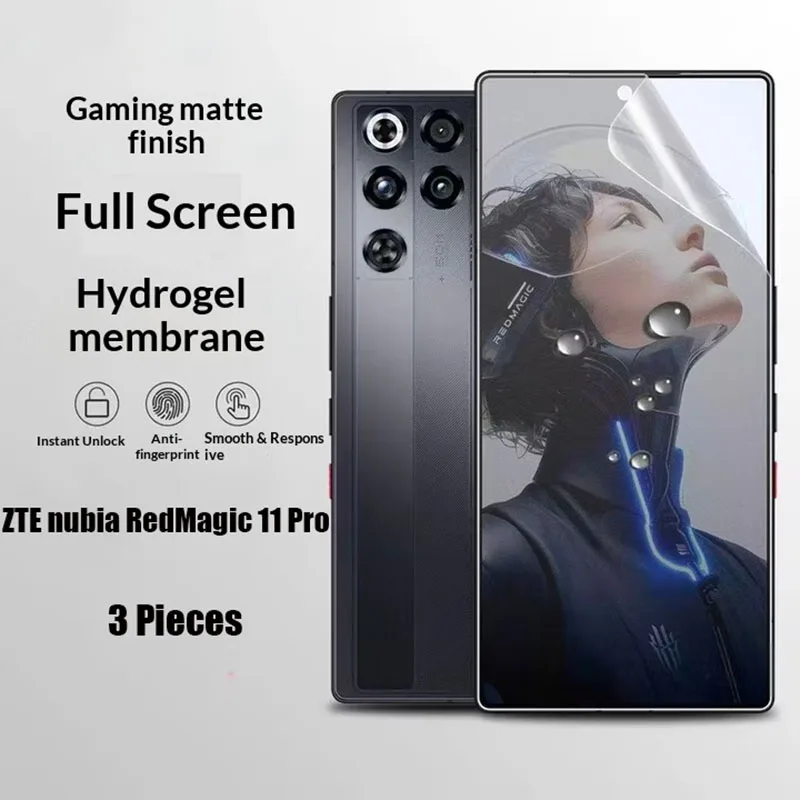 

3 шт., матовая гидрогелевая пленка с полным покрытием для ZTE nubia RedMagic 11 Pro, мягкая защитная пленка из ТПУ для RedMagic 11 Pro Plus, без стекла