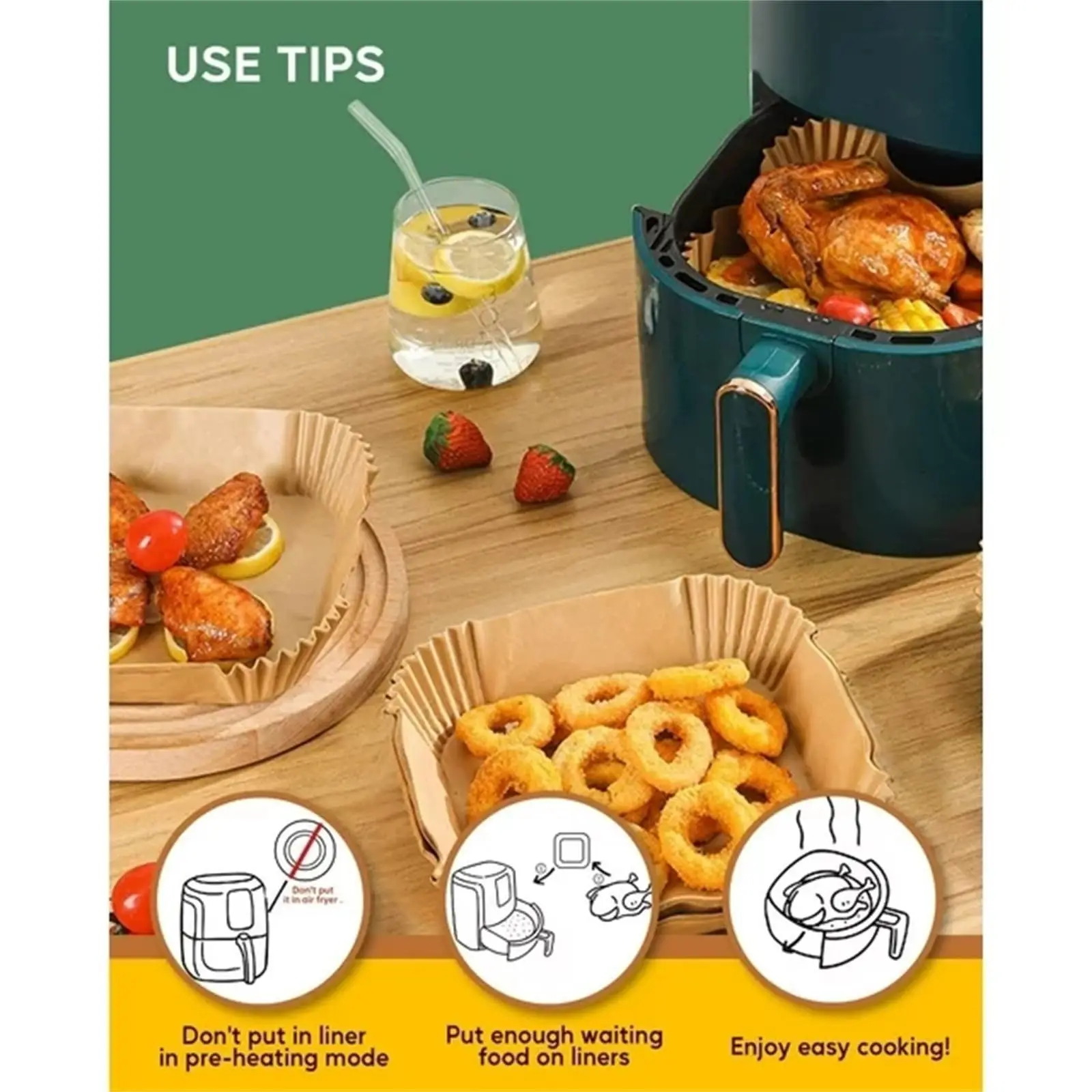 Air Fryer Paper Airfryer Disposable Containers Airfryer Baking Paper Non-Stick Disposable Paper Liner Barbecue Plate