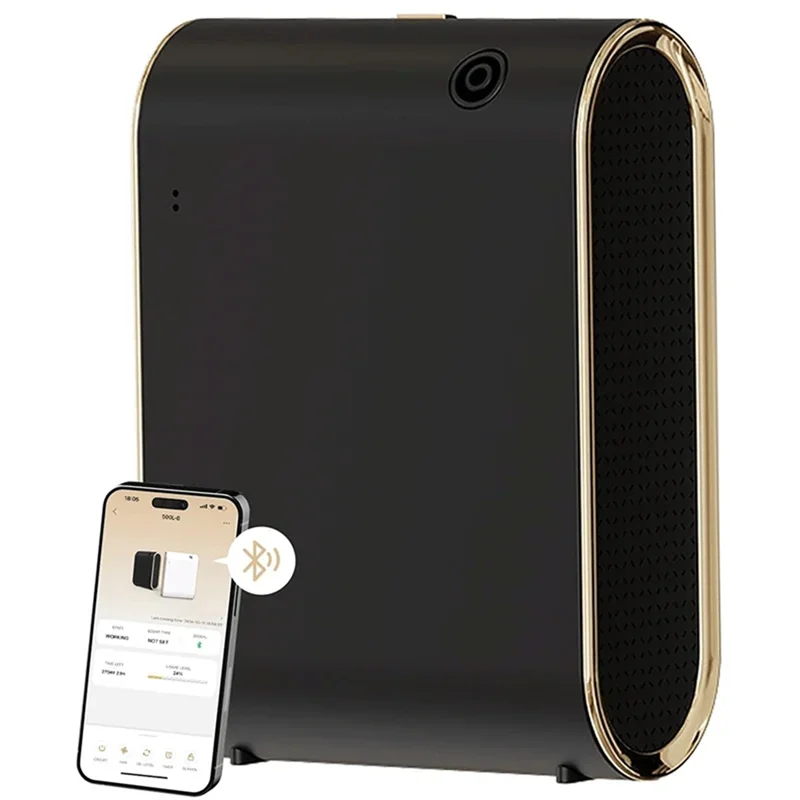 

HLZS-воздушный диффузор, безводный Bluetooth-диффузор аромата, 1500 кв. футов, покрытие эфирного масла для домашнего аромата, вилка стандарта США, черный