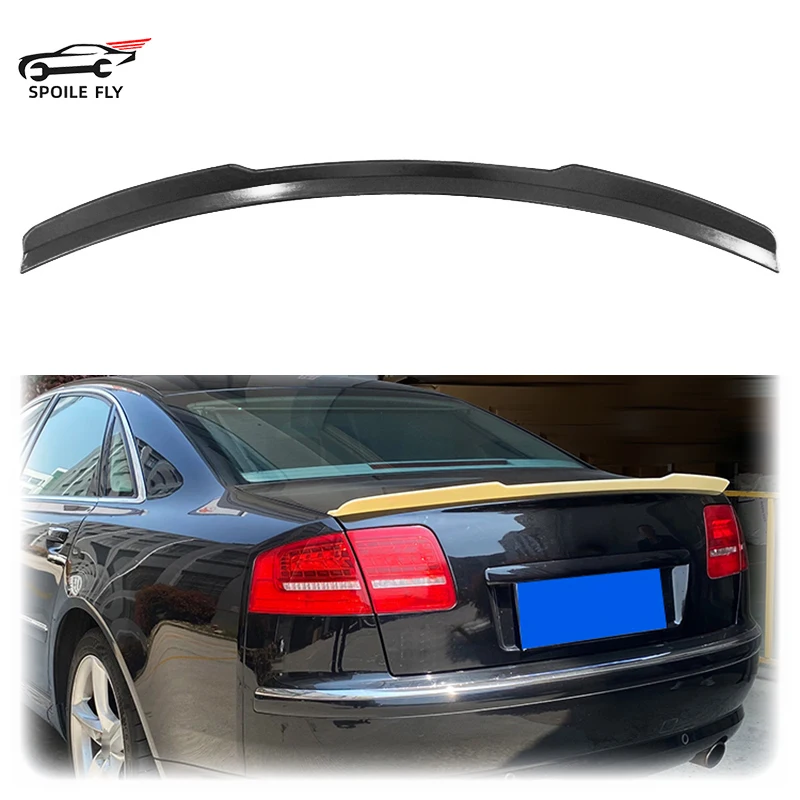 

High Quality ABS Spoiler Car Rear Wing Glossy Black Carbon Fiber Look Body Kit For Audi A8 2005 2009 2007 2008 2009