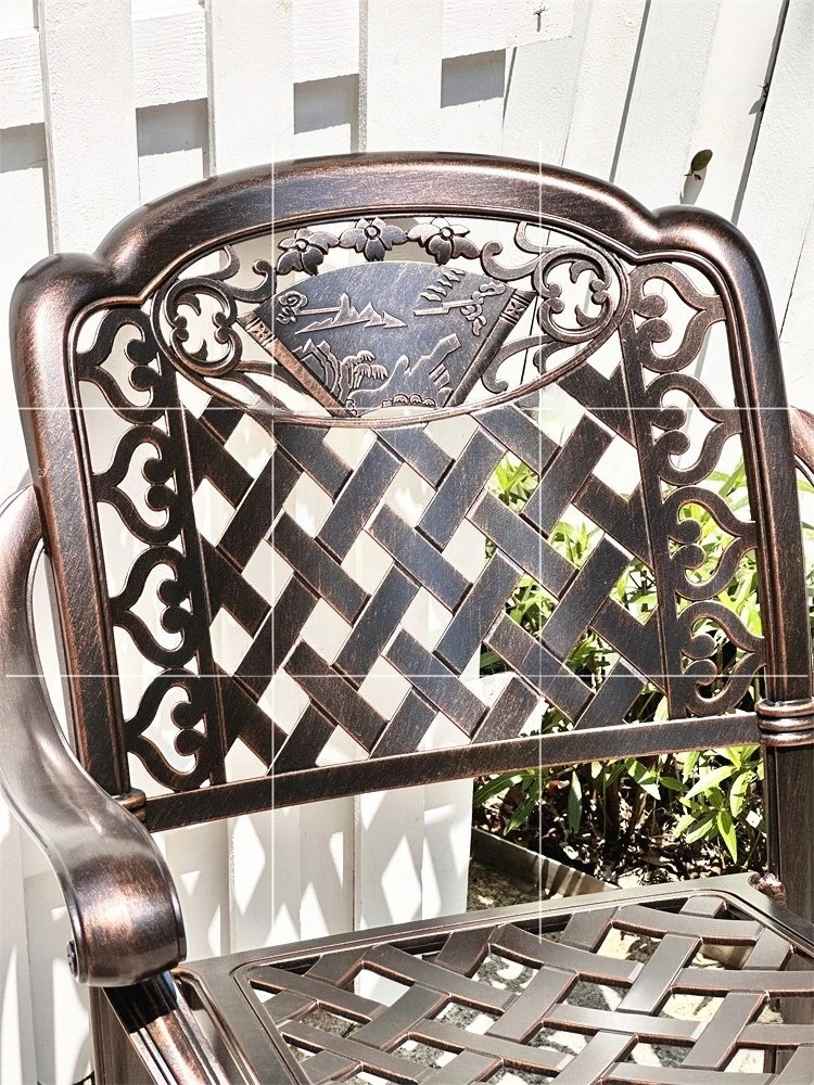 Outdoor leisure garden cast aluminum chair diagonal outdoor open-air sunscreen all-aluminum dining chair