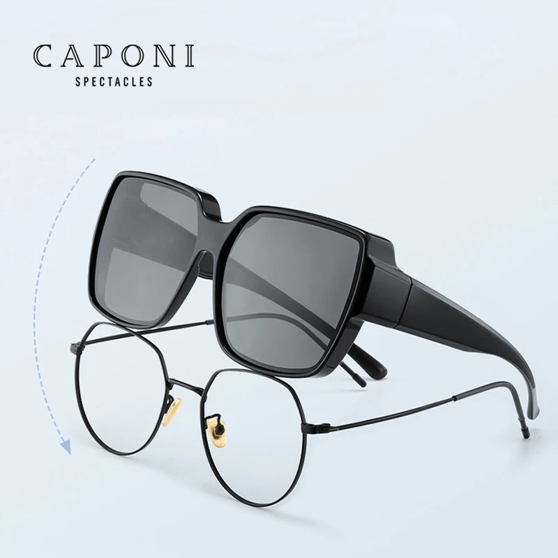 

CAPONI Fit Over Men's Sunglasses Polarized Anti-Glare Cover Optical Glasses For Men New Fashion UV400 Protection Eyewear CP3092