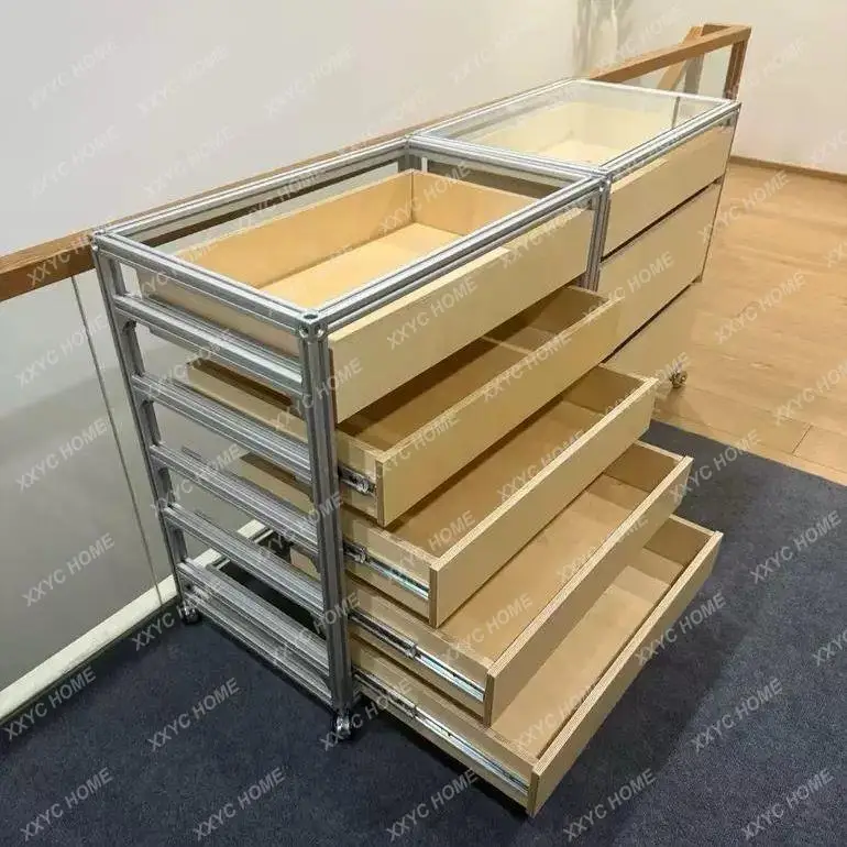Aluminum Ocean Panel Birch Storage Bucket Cabinet DIY Shelf Cafe Platform Multi-layer Drawer Display Cabinet