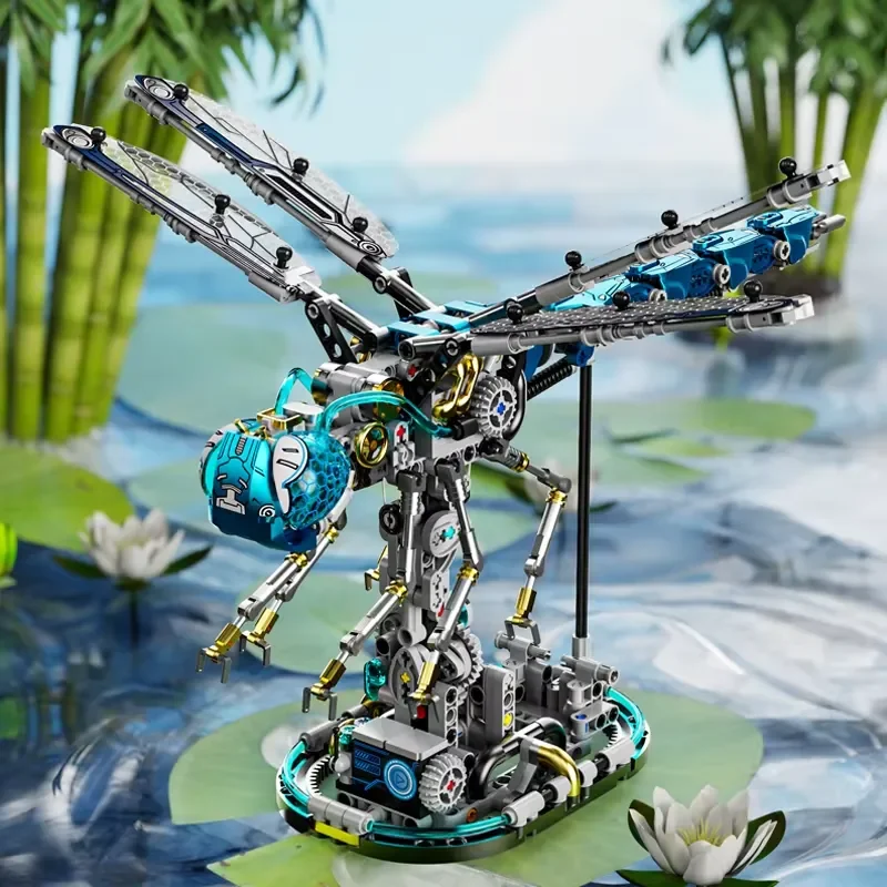 13086 Creative MOC Assemble Block Sets Mechanical Dragonfly With Light 3D Building Block ABS Plastic Collection Toys for Kids