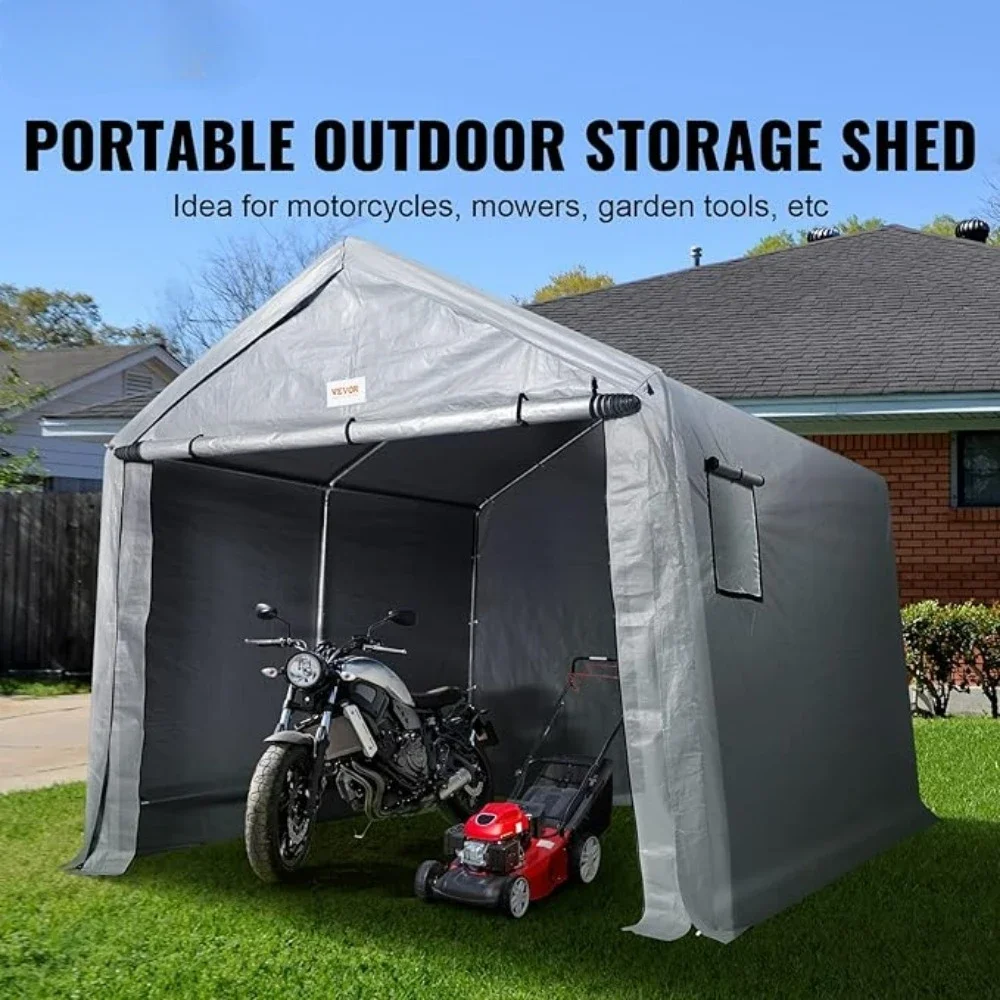 Outdoor Portable Storage Shelter,6x8ft Heavy Duty Instant Waterproof Storage Tent Sheds with Roll-up Door and Ventilated Windows