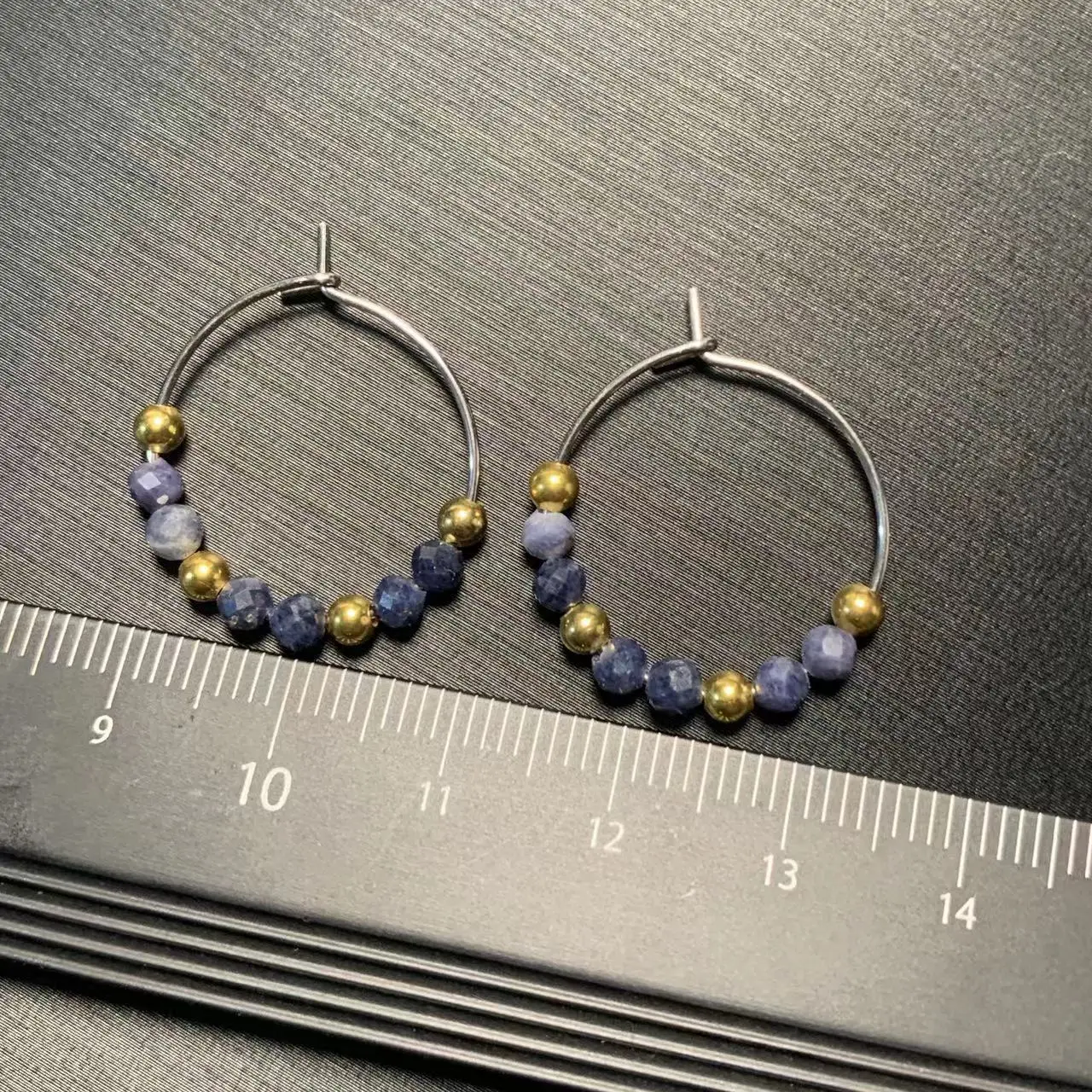 HEYYA STONE Natural Sapphire Hoop Earrings Simple Classic Round Circle Gemstone Jewelry Handmade Stainless Steel