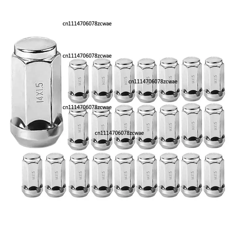 ZOCI-24Pcs Car Lug Nuts M14X1.5 Thread Cone Seat Car Wheel Nuts Parts Accessories For Ford Silverado GMC 1999-2019