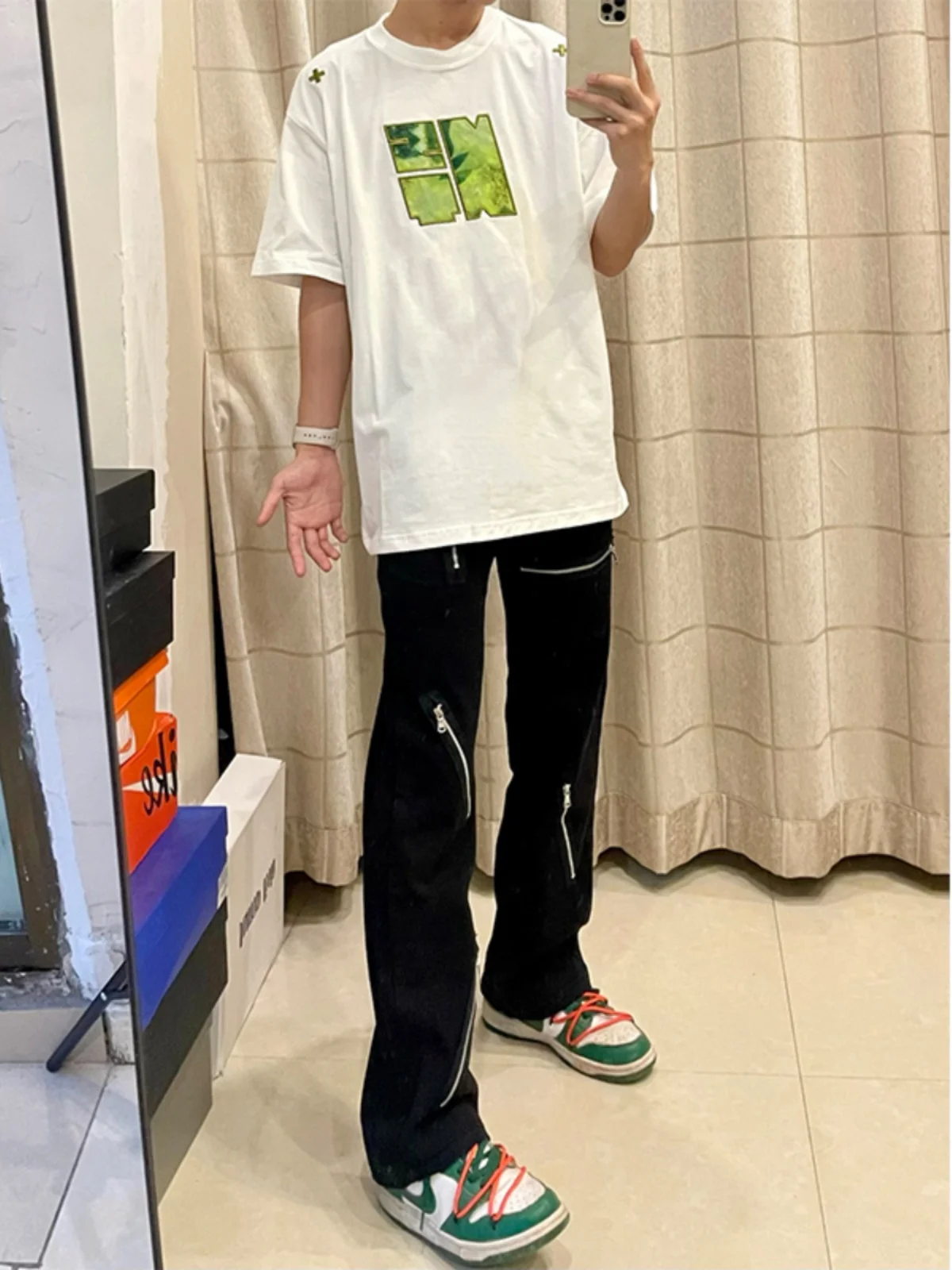 Multi-Zipper Deconstructed Straight Leg Denim Jeans Men Summer American High Street Vibe Long Pants Cool Black Jeans