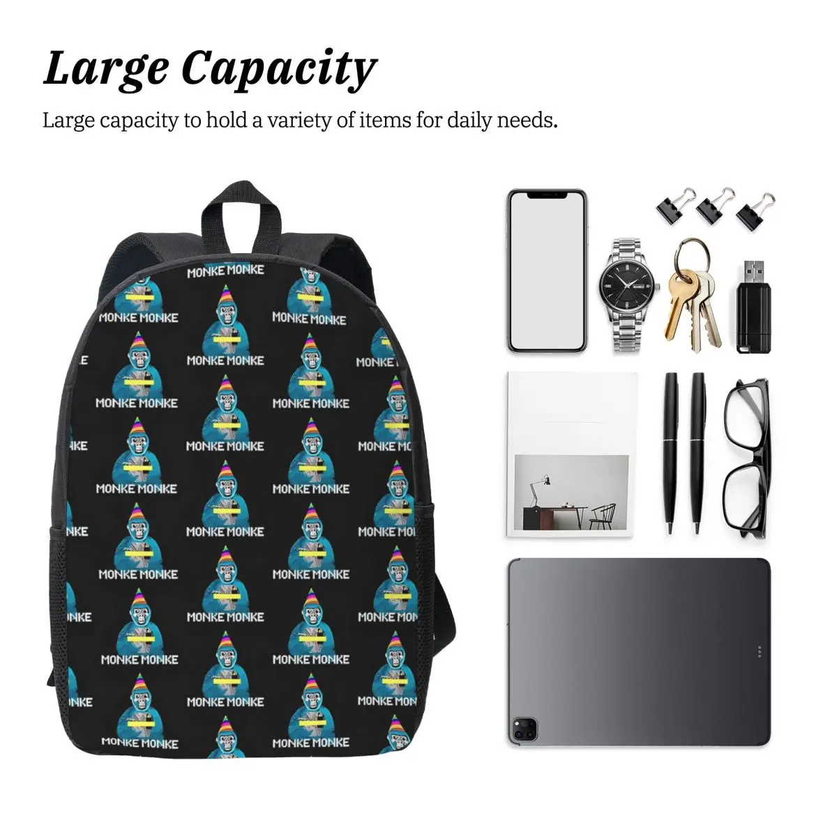 Personalizzato Gorilla Tag JMANCURLY Monke Moda Zaino per bambini Donna Uomo Adolescenti Zaini Zaino per laptop da viaggio