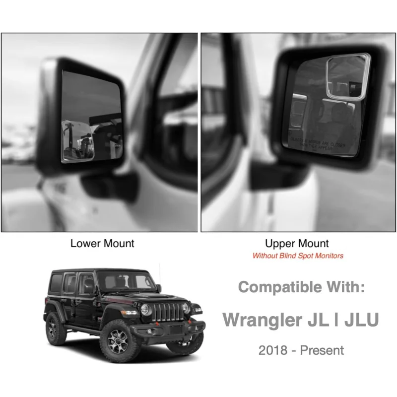 

Удлиненные зеркала слепых зон для Jeep Wrangler JK JL 2007-настоящему, совместимые с индивидуальным расширенным дизайном обзора