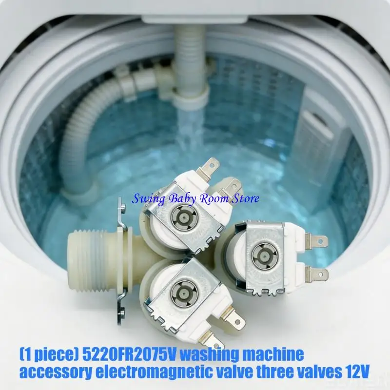 K1AD 12V 3 Way Water Inlet Solenoid For Washing Machine Replacement Component Works With