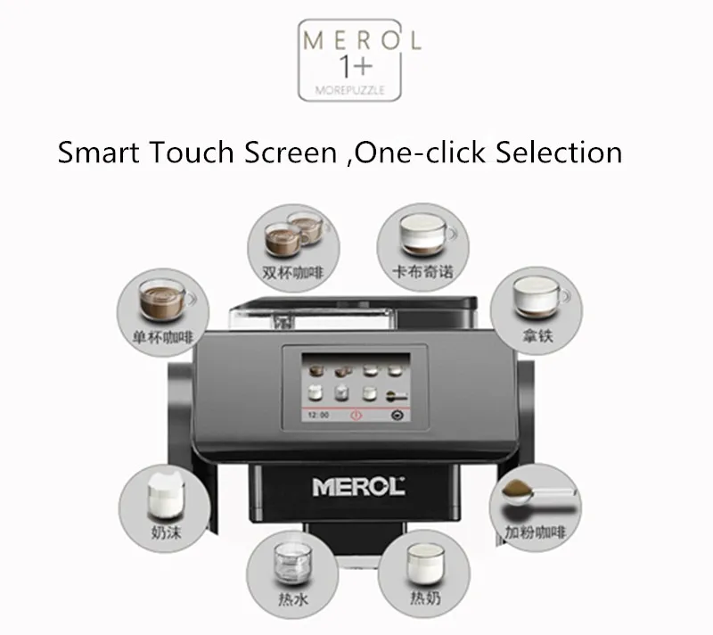 New Version 2023 Merol ME-717 220V/110V Coffee Machine Fully Automatic Steam Milk Frothier with Grinder Espresso Latte Maker