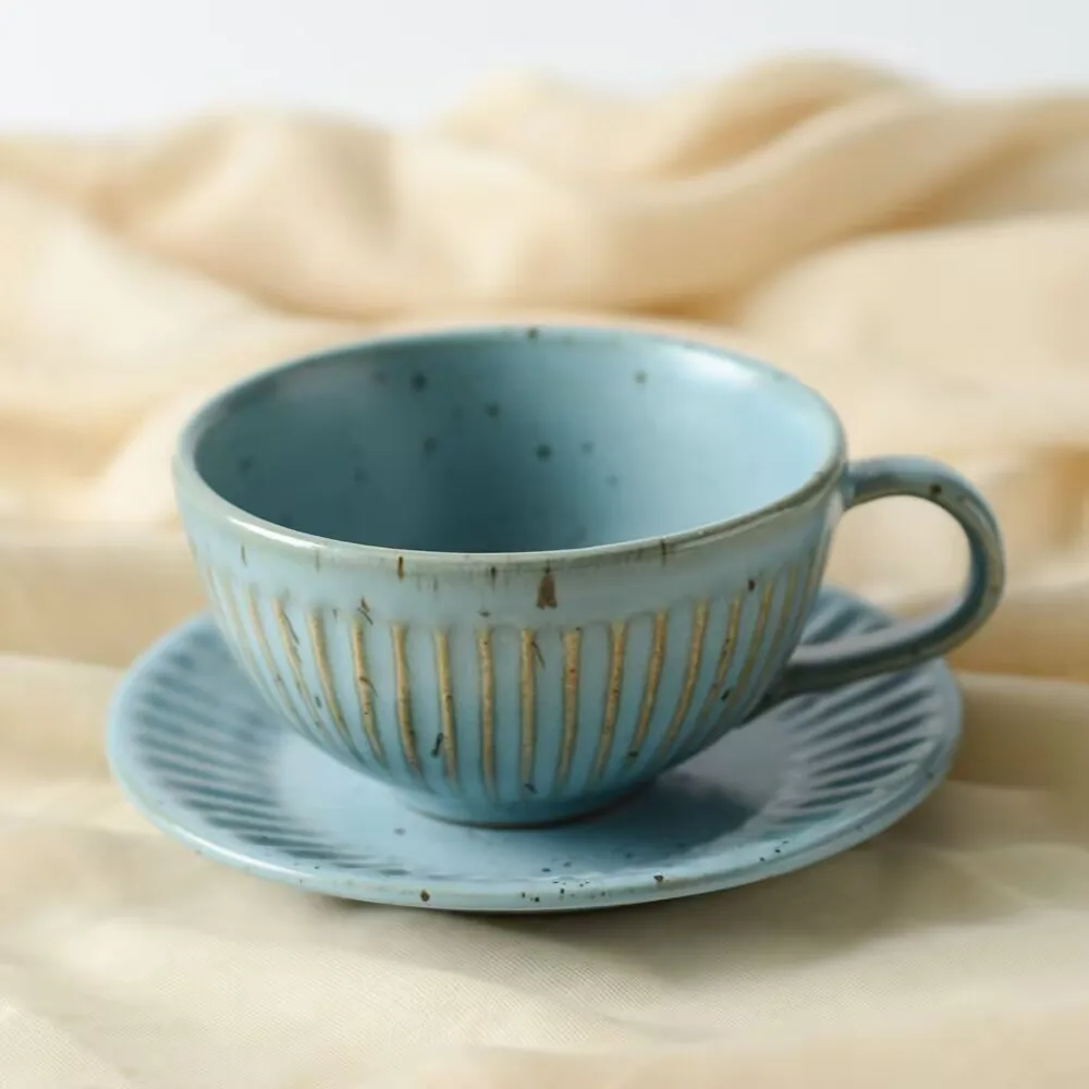 

Ceramic Coffee Cup Set with Saucer, Latte Art Cup, Handmade Japanese Mug, Retro European Style Cup, Afternoon Tea Dessert Cup