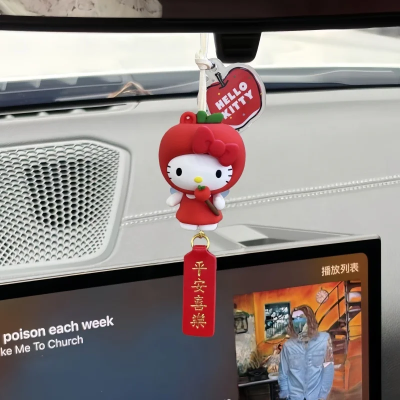 2025 New Miniso Christmas Eve Red Apple Series Cute Cartoon HelloKitty Car Pendant Bag Pendant Car Keychain