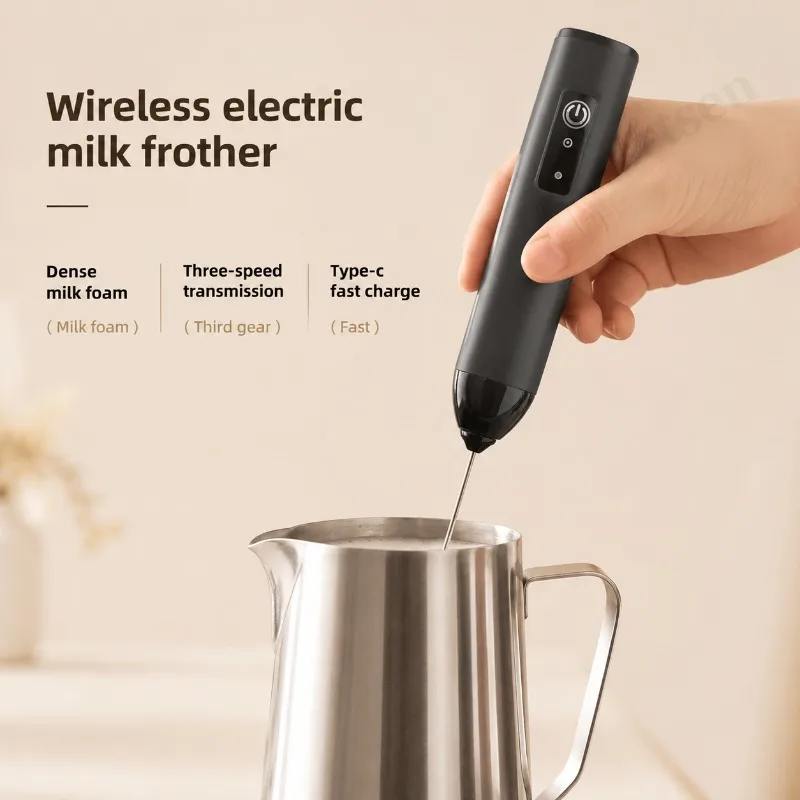 Electric Coffee Milk Foaming Mixer Coffee Creamer Whisk Handheld Egg Beater Froth Mixer Kitchen Automatic Kitchen Whisk Tools view 2