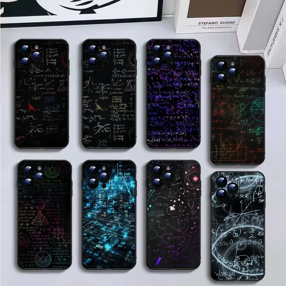 

Physics Chemistry Biology Mathematics Phone Case For iPhone16,15,14,13,12,11 Plus,Pro Max,XS,X,XR,SE,Mini,8,7,Soft Black Cover