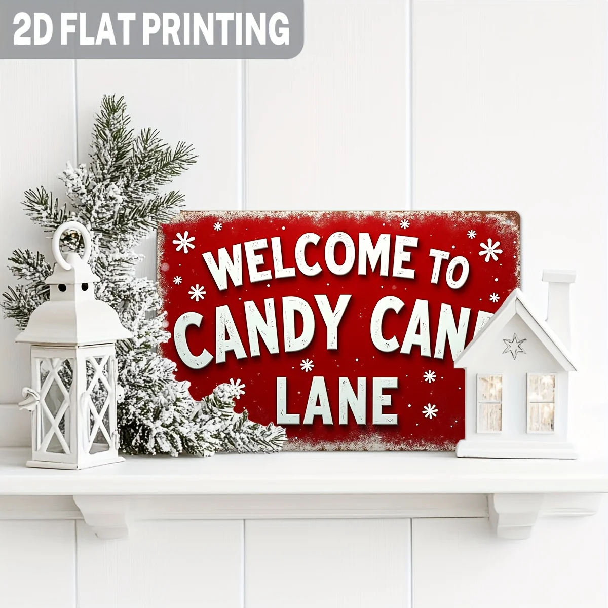 CIFBUY Retro Welcome To Candy Cane Lane Winter Wonderland Aluminum Wall Art Waterproof Wear Resistant Metal Sign For Kitchen Ent