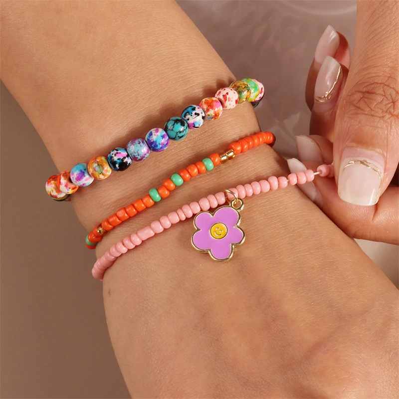 3-teiliges Set Modische Handgefertigte Perlenarmbänder für Frauen, Legierungs-Muschel-Herz-Anhänger-Armbänder, Schmuckgeschenke für Mädchen, Party, Festival – Detail 21