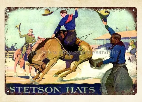 metal retro rustic signs Cowboys in the West Stetson hats tin sign