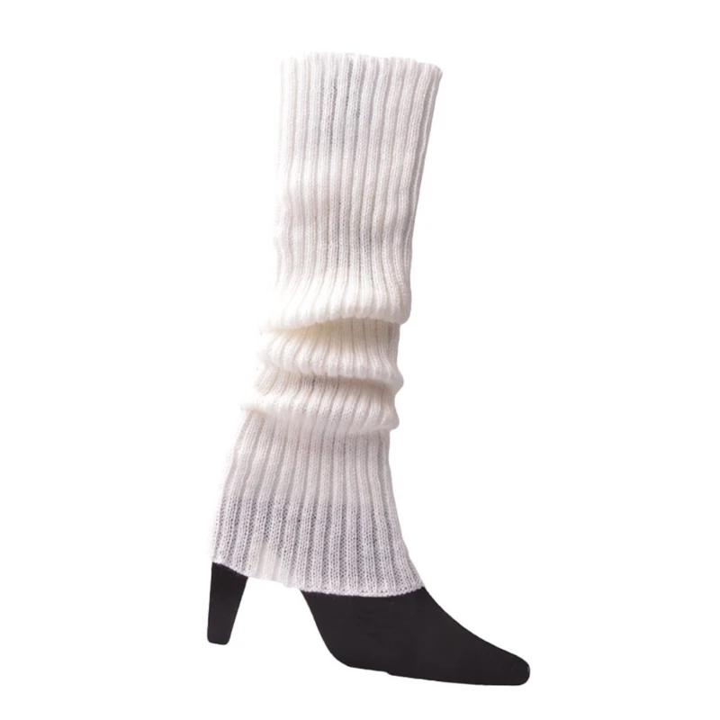 Lady Warm Gothic HIp Hop Rock Socks Rainbow Striped Ribbed Knit Leg Warmers