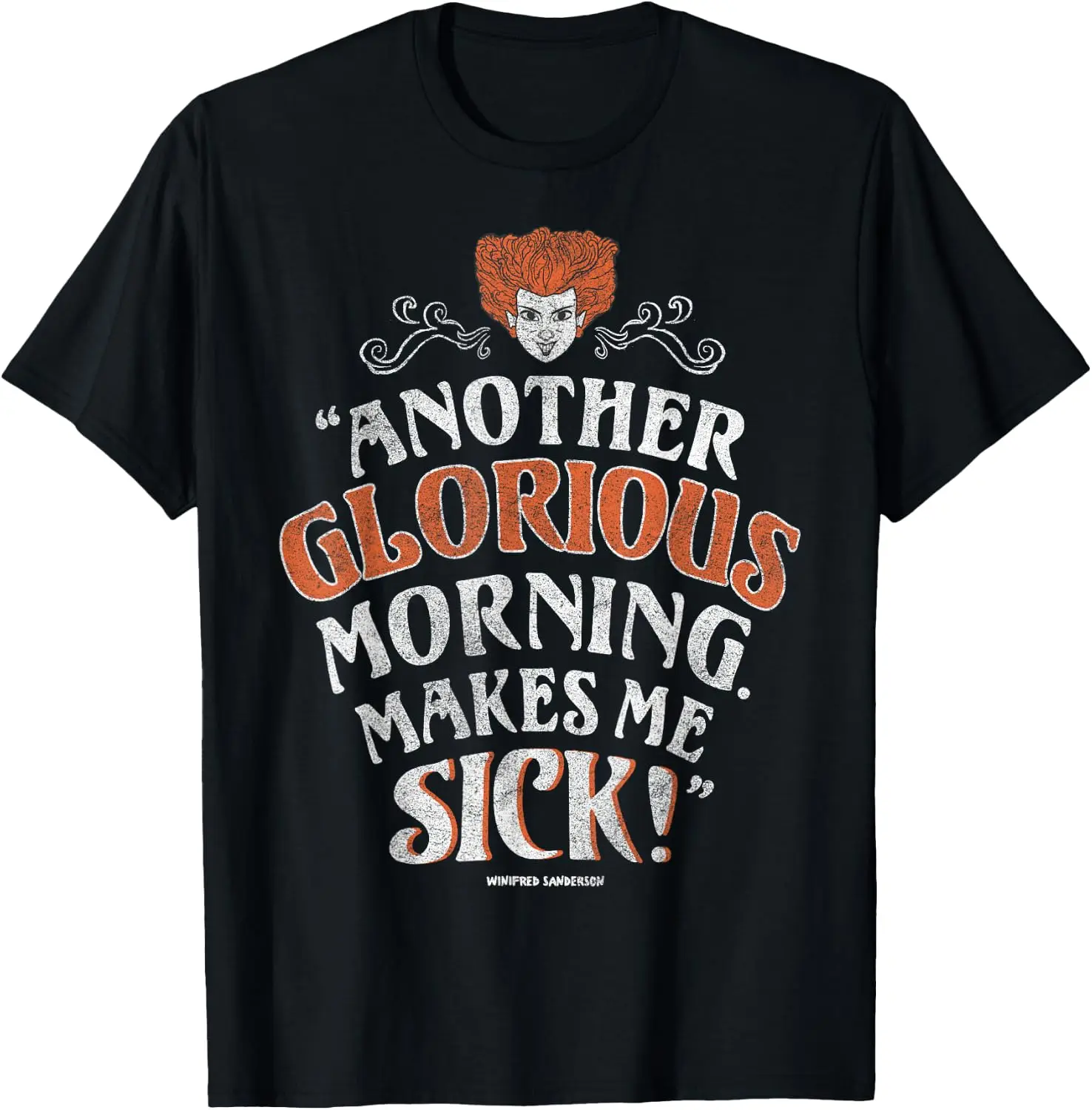 Hocus Pocus Another Glorious Morning Makes Me Sick T-Shirt Men Halloween Festival Printed Graphic Tee, Casual Crew Neck Short Sleeve Spooky Gothic T‑Shirt for Holiday Party and Halloween Gift for Men.
