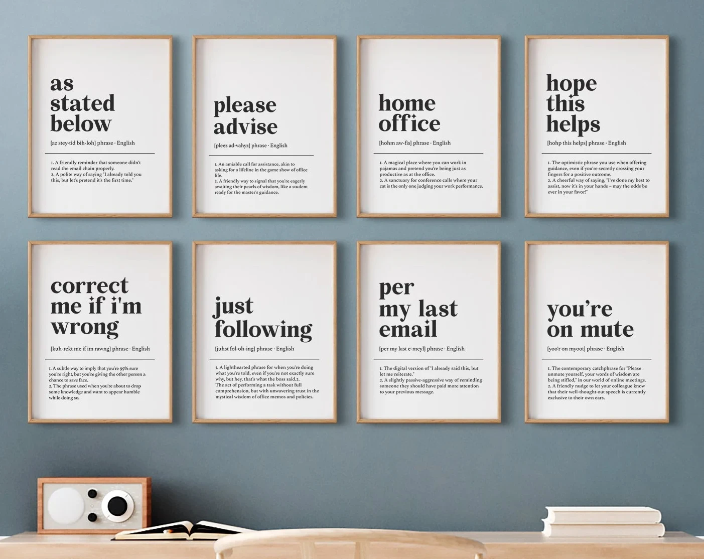 Funny Definition Print Black and White Quotes Canvas Painting Office Desk Accessories Coworker Gift Home Office Wall Decor