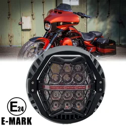 7 Inch Round LED Headlight DRL E24 approved For Harley Touring Street Glide 2014-2023 Motorcycle Headlamp Projector Hi-Low Beam