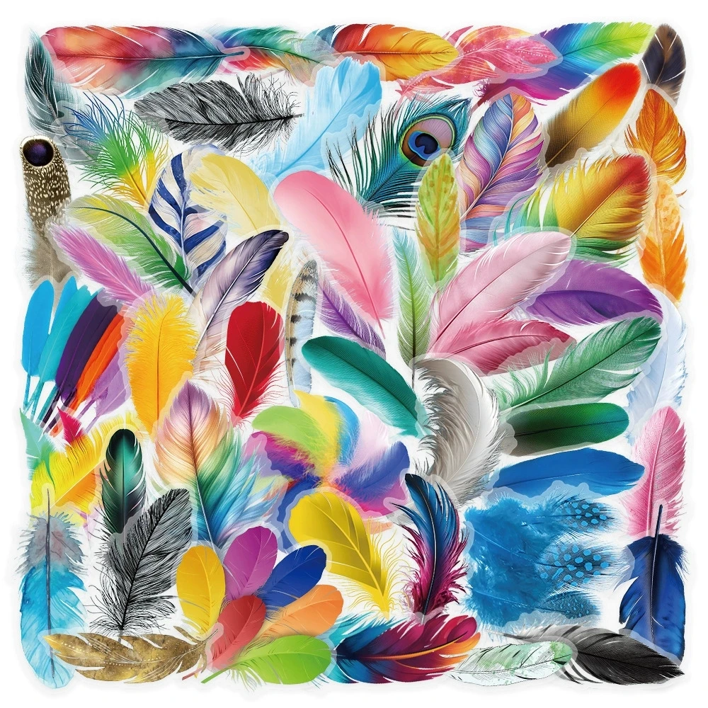 

50/100 шт. прозрачные ПЭТ красочные перья граффити наклейки декоративные канцелярские коробки наклейки награды