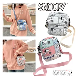 Snoopy Canvas Crossbody torba studenci Cartoon Fashion Casual torba na telefon komórkowy kobiety przenośne zakupy podręczny worek do przechowywania plecak