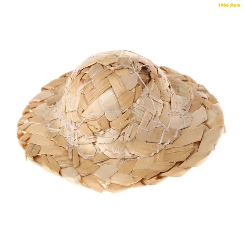 U1JB Bearded Dragon Straw Hat Clothes Accessories Fashion Costume Photo Props for Iguanas Amphibians