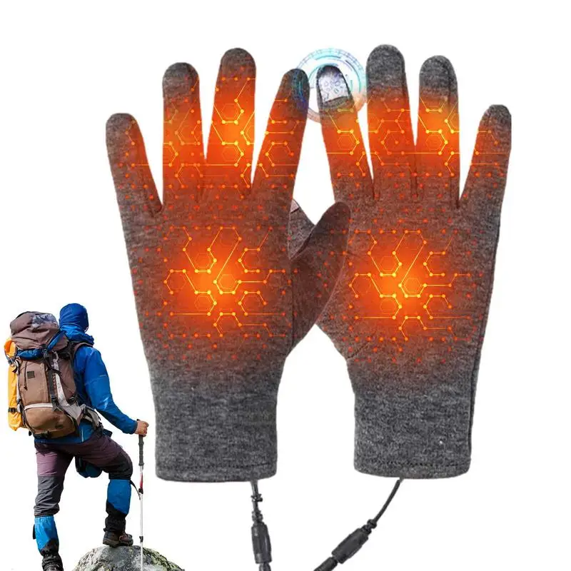 USB Rechargeable Heated Motorcycle Gloves Touch Screen Gloves Heating Thermal Gloves Windproof Heated Gloves for Women Men 4