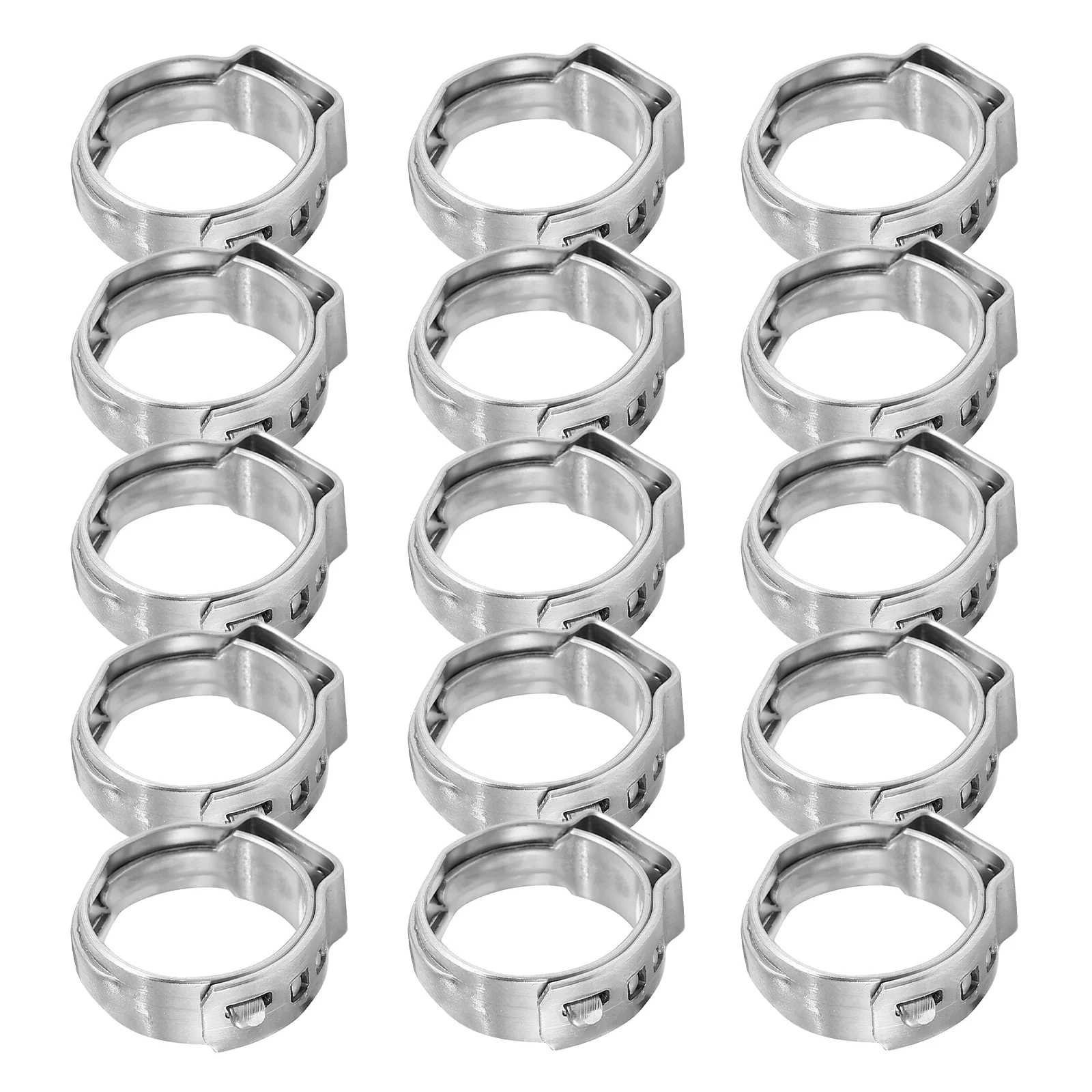 

50Pcs Single Ear Hose Clamps Stainless Steel Adjustable Tubing Crimp Rings for Garden Hose Repair Pipe Fitting Connections