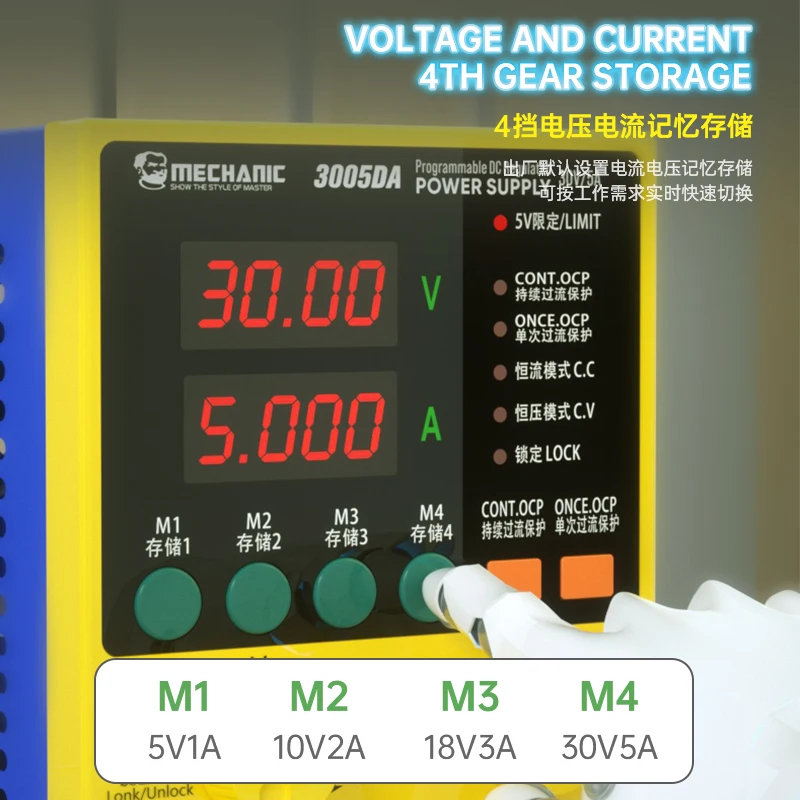 Imagem -03 - Mecânica da Fonte de Alimentação dc 3005da 30v 5a Precisão Ajustável Dígitos Exibição Interface Usb Botões de Armazenamento para o Reparo do Telefone