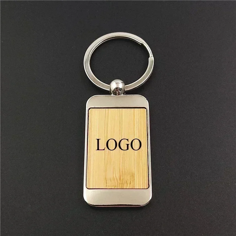 Bamboo Wood Keychain Creative Personality Men and Women Keyring Home Metal Autos Car Key Chain ring Custom name Customized Logo