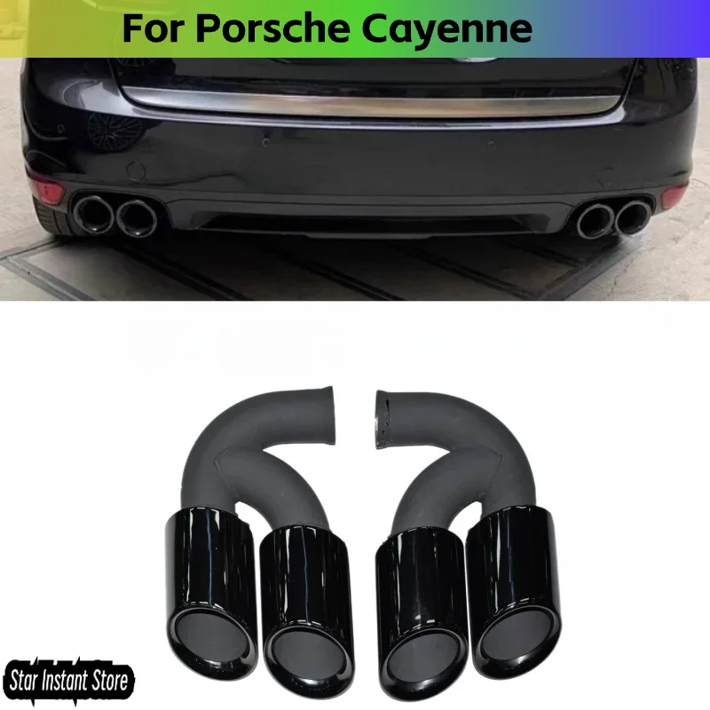 

Punta de Escape Acero Inoxidable Compatible con Porsche Cayenne 2011-2014, Sistema de Doble Capa, Accesorio de Alto Rendimiento