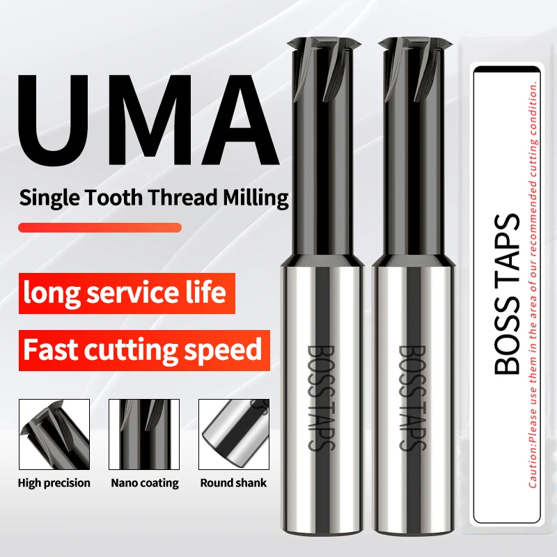 BOSS TAPS CNC 55° Machine Solid Carbide Tungsten Steel Single Tooth Thread Milling Cutter P 1.058 1.27 0.907-1.411 1.336 -1.814