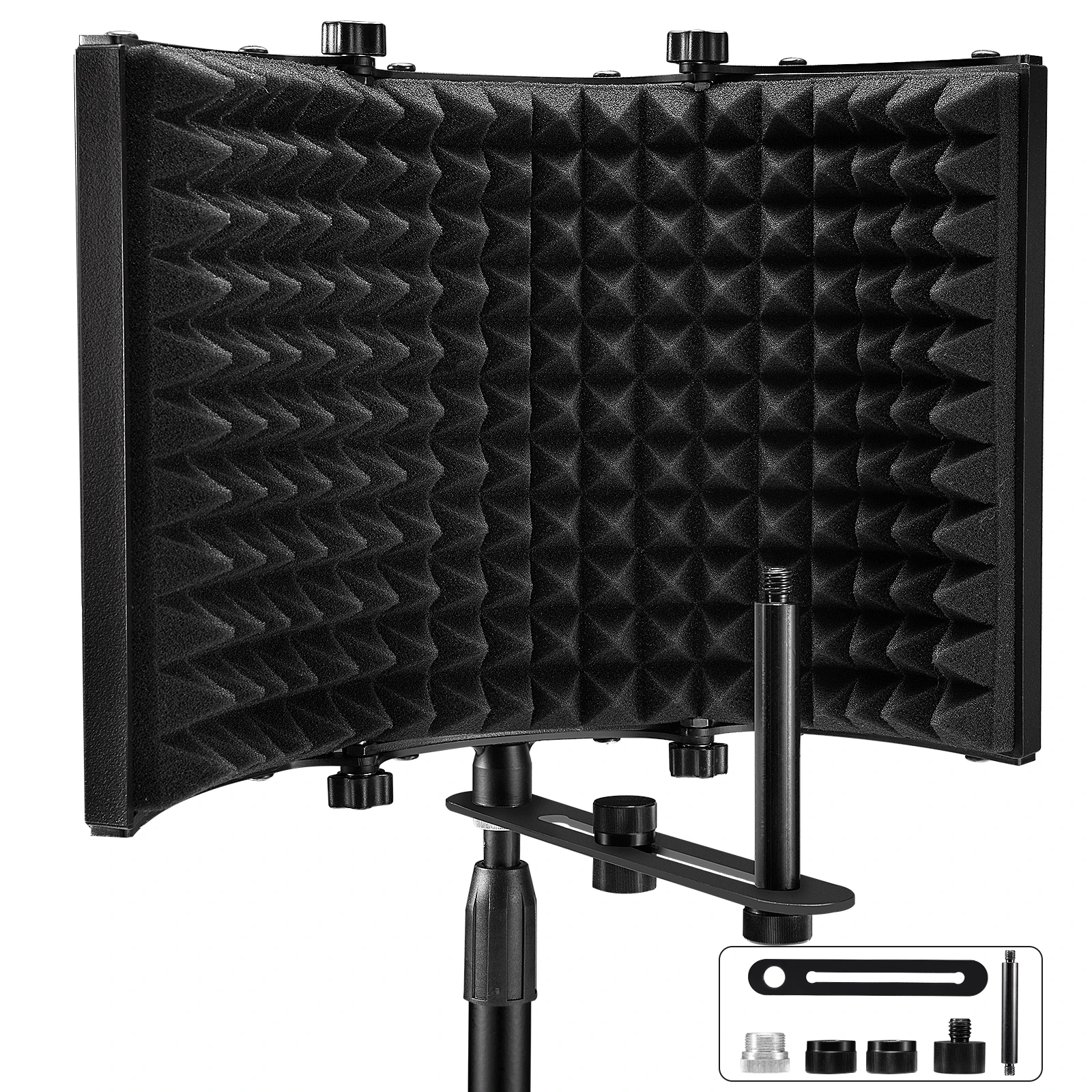 Microphone Isolation Shield Foldable Mic Studio Sound Absorbing Foam Reflector Filter Vocal Soundproof Adjustable Isolator Panel