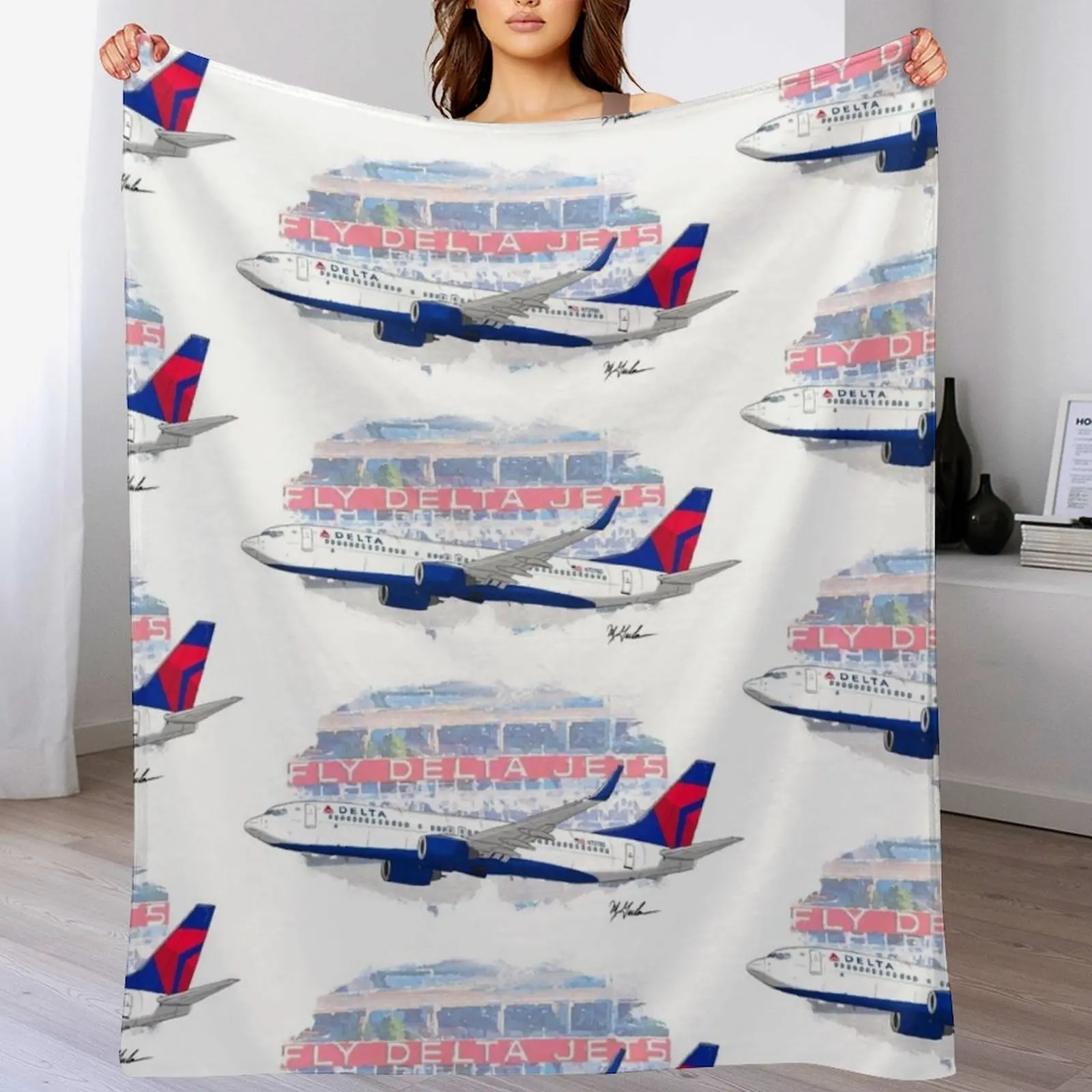 

Fly Delta Jets Throw Blanket