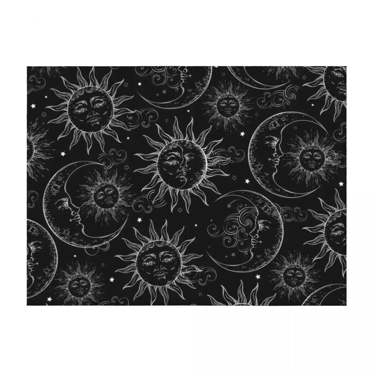 

Black Magic Celestial Sun Moon Stars Throw Blanket For Sofa Thin Tourist Decorative Sofas Luxury Designer Blankets