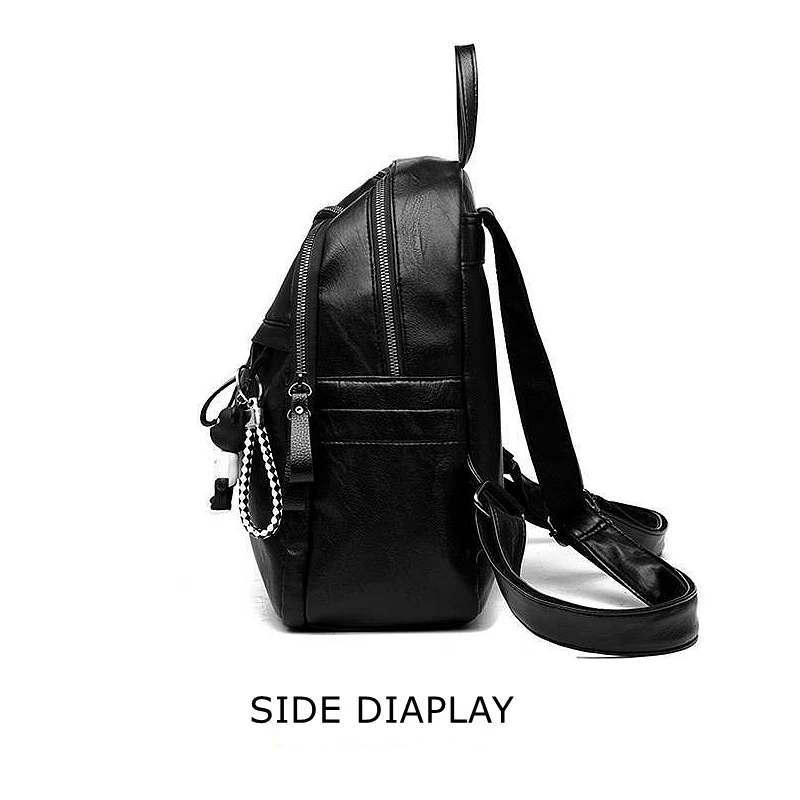 Black Backpacks for Women High Capacity PU Waterproof College Backpack Trendy Women Laptop School Bags Girl Travel School Bags